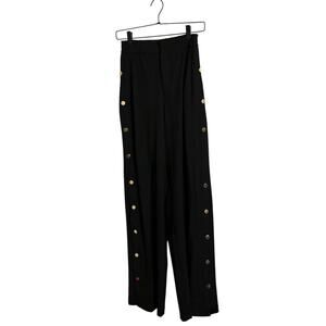 Zara Women Black Gold Button High Waisted Pants‎ XS Missing Button